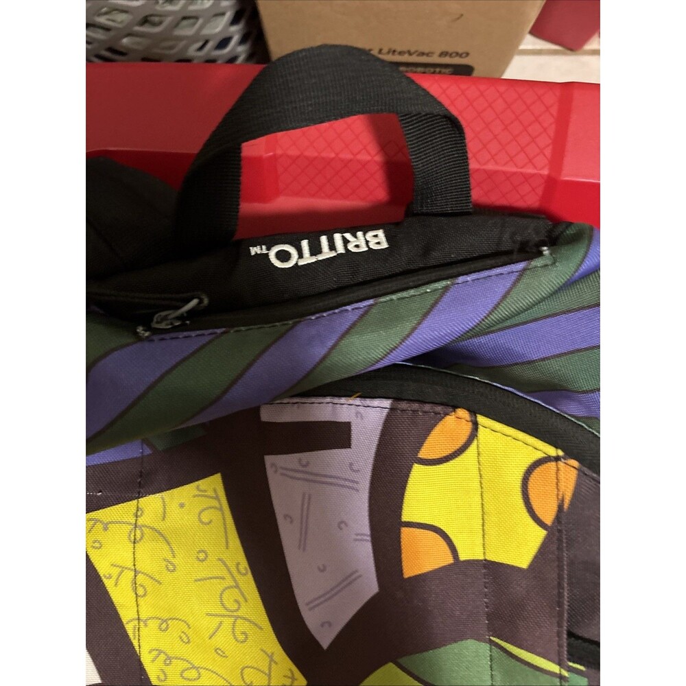Romero BRITTO Abstract Hearts Art Backpack Multicolor Miquelrius Licensed Rare! - Picture 3 of 13